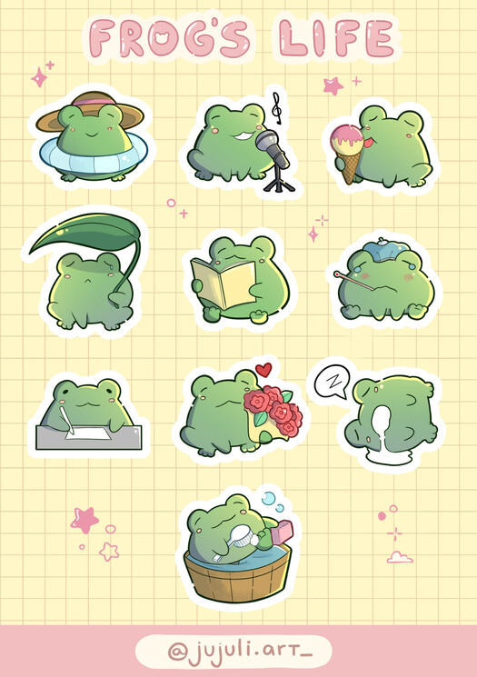 Sticker card - Frog's life